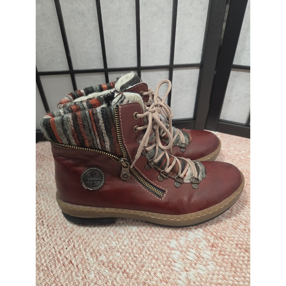 Rieker‎ Felicitas Z6741-35 Burgundy Wine Ankle Boots Women's Size 9 Boho - Picture 3 of 10